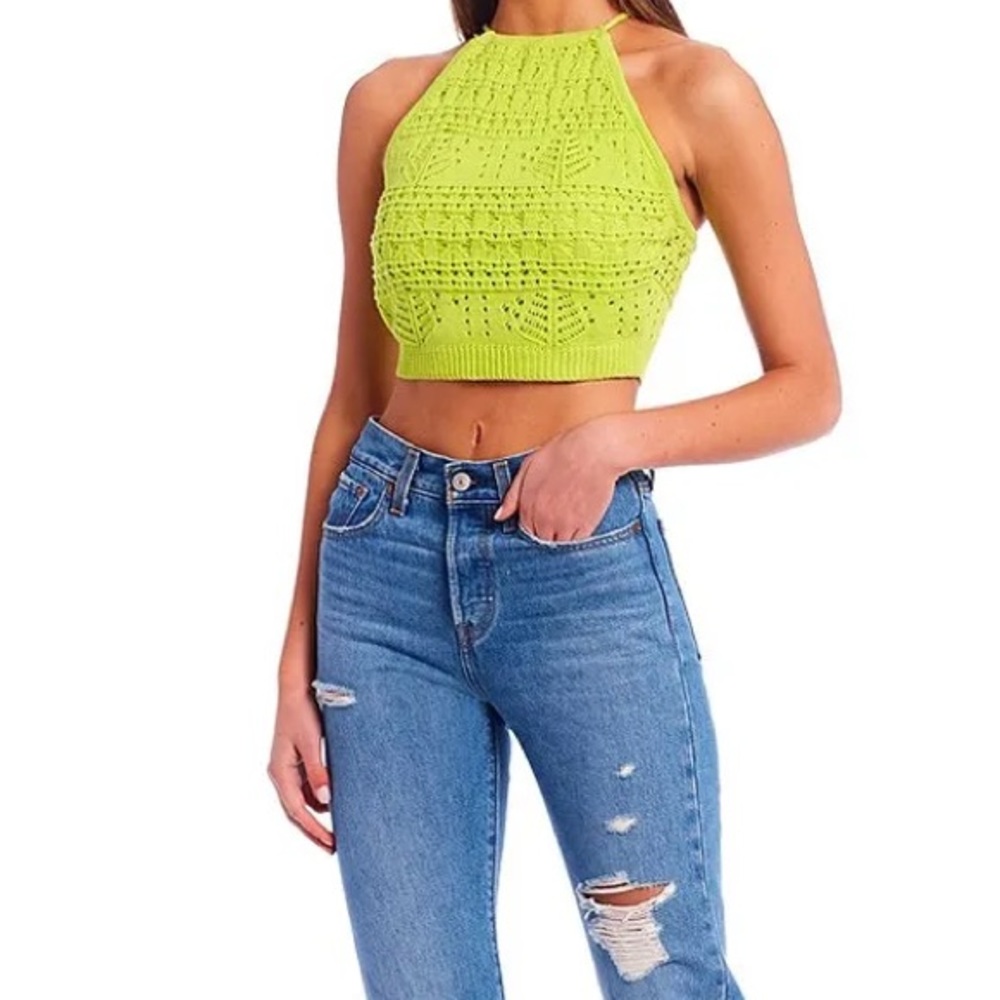 Lime green crochet top
